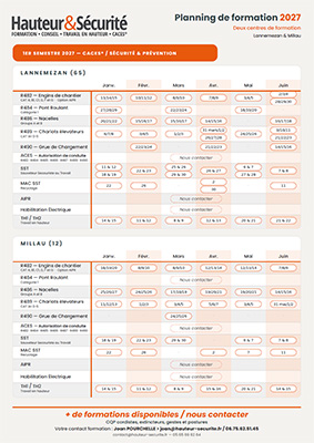 Planning Caces Sécurité Prévention
